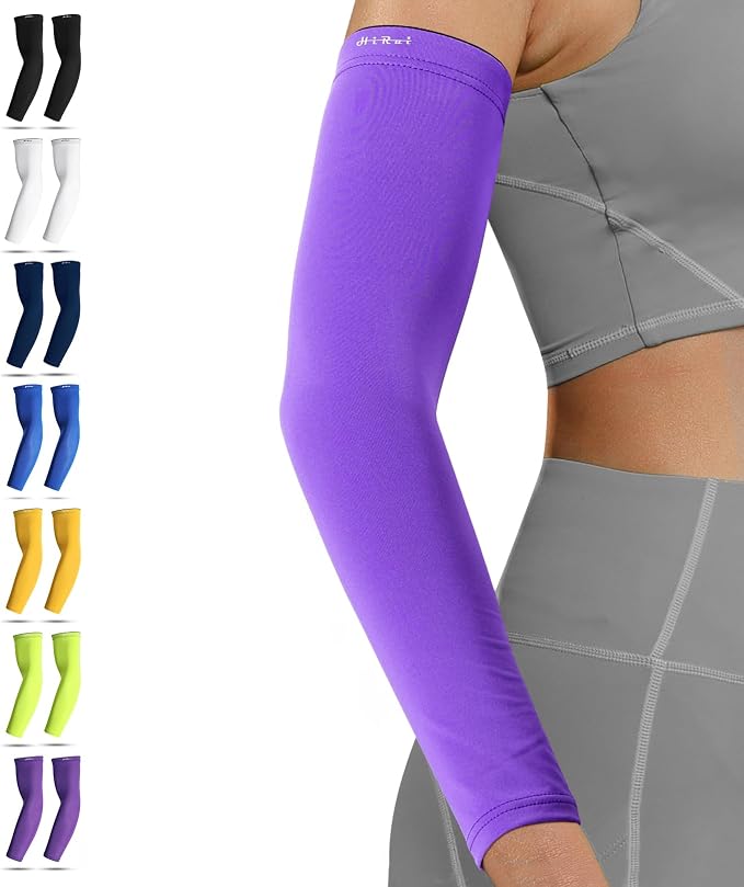HiRui Arm Compression Sleeves for Men Women Youth, UV Protection 20-30mmHG Support Tattoo Cover, Breathable Moisture-Wicking
