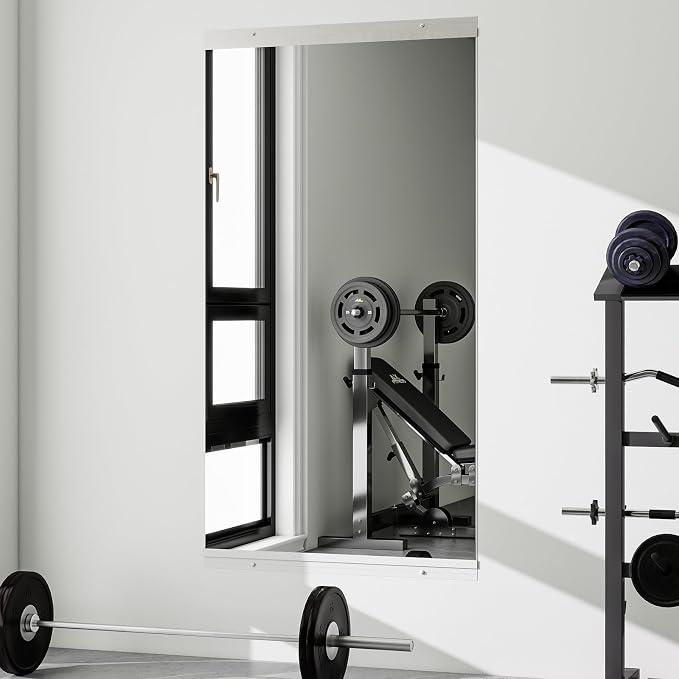 VooBang Home Gym Mirror 1 PCS 33"×60", Frameless Wall Mirror Full Length | Shatterproof Tempered Glass Large Body Mirror Hanging for Dancing Studio, Exercise, Fineness, Yoga