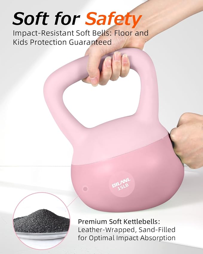 Soft Kettlebell, Safe Strength Training Kettle bell, Cushioned Impact | Resistant Base and Anti-Slip Grip Weight, Kettlebells Set for Home Workouts and Men/Women/Beginners,With Non-slip Gloves