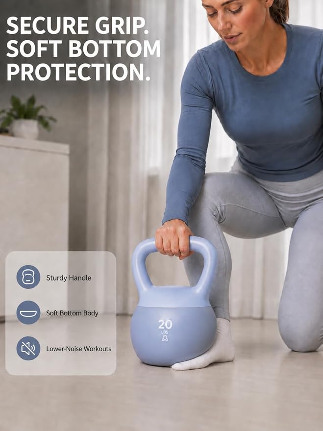 bintiva Soft Kettlebells - Sea and Iron Sand Filled Weights for Women and Men - Color Coded Kettle Bell Sets