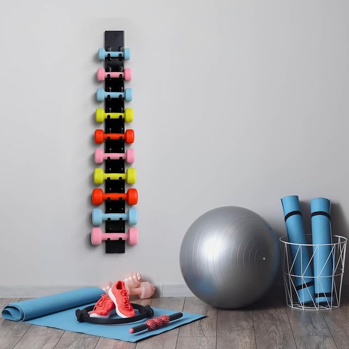 Zonon 50 Inch Dumbbell Wall Rack 10 Capacity Metal Heavy Duty Dumbbell Storage Holder for Space-Saving Home Gym Hardware Included