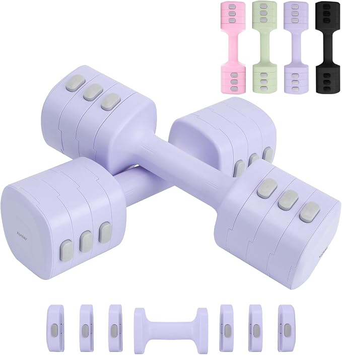 kisnbld Adjustable Dumbbell Set, 2-in-1 Dumbbells & Kettlebell,Hand Weights | 2.2-5.5lb Each Free Weights for Women Beginners with Fast Adjustment,Weights Set for Home Gym & Outdoor Exercise Training