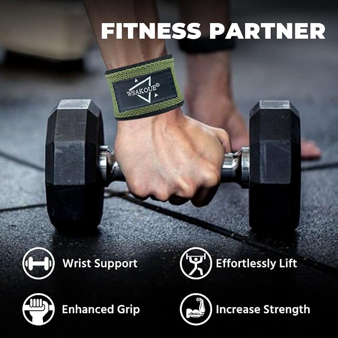 WSAKOUE Lifting Straps, Weightlifting Straps, Deadlift Straps with Padded Neoprene for Power Lifting, Bodybuilding, Gym Workout, Strength Training & Fitness Workout, Resistance