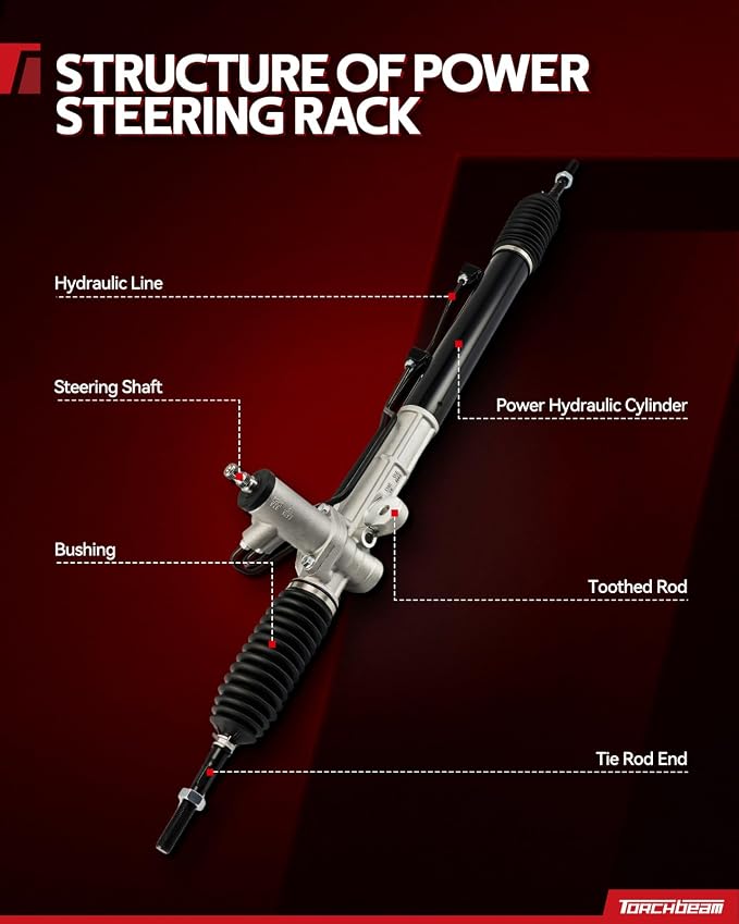 Torchbeam Power Steering Rack & Pinion Assembly Fit for 2007 2008 2009 2010 2011 2012 2013 MDX, Hydraulic System Steering, Replaces OEM 26-2732