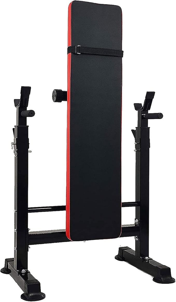 BalanceFrom Steel Weight Bench w/ Squat Rack in Multiple Colors, 400 lb User Capacity - Foldable Home Gym Equipment for Range of Workouts w/ 6-Position Barbell Holder & Adjustable Seat and Recliner