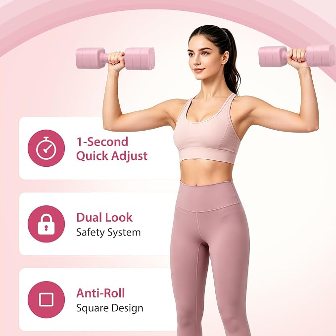 Adjustable Dumbbell Set of 2, 2.2-20LB Adjustable Weight Set, 3 in 1 Free Weights Dumbbells Set for women men at home, 2.2lb, 3.6lb, 5lb,10lb, 20lb, for Home, Office, Gym Exercise Training, Anti-slip Handle