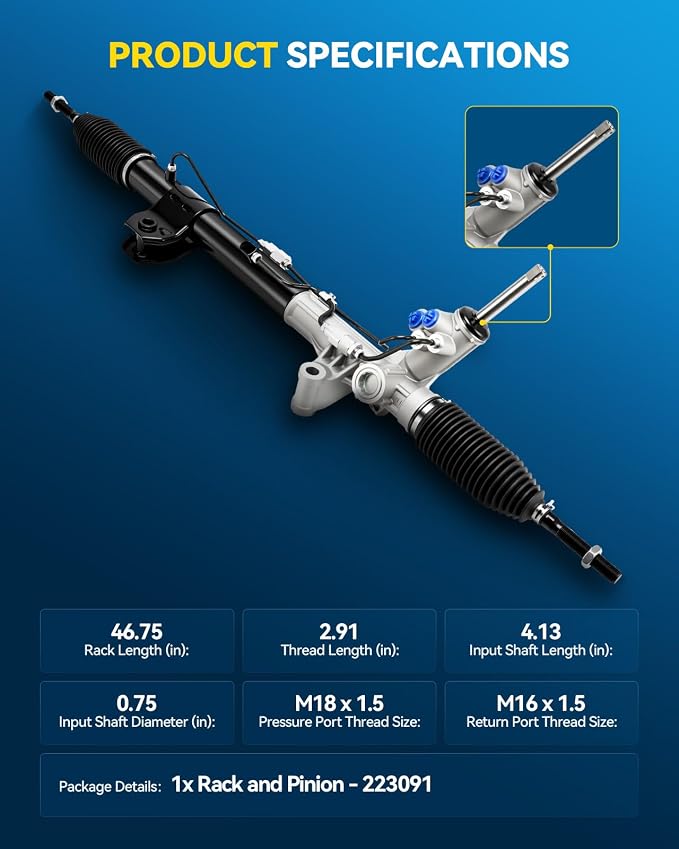 PHILTOP Power Steering Rack and Pinion Assembly for Grand Cherokee, Durango | RWD Only, 2012-2015 Grand Cherokee 3.6L, 2011-2015 Durango 3.6L Replace No.68078529AD, 68078529AE, 223091, 68078529AC