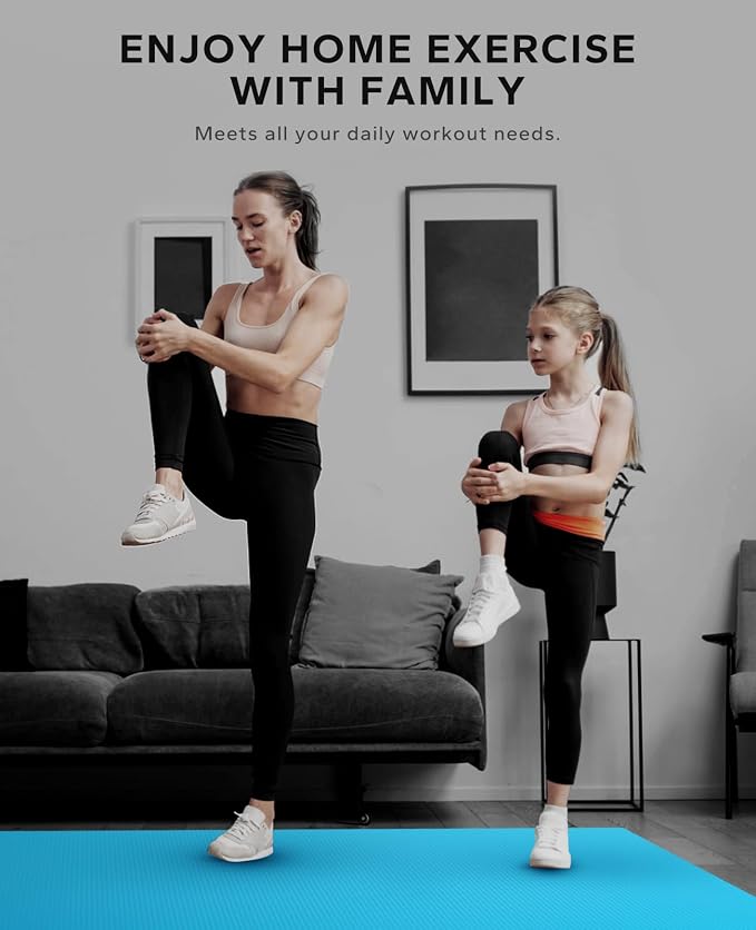 HAPBEAR Large Exercise Mat-6'x4'/7'x5'/6'x8'/6'x9'/6'x10'/6'x12'x 1/3"(8mm) | Non-Slip, Ultra Durable, Thick Workout Mat for Home Gym Flooring, Cardio, Yoga & Fitness; High-Density, Shoes-Friendly