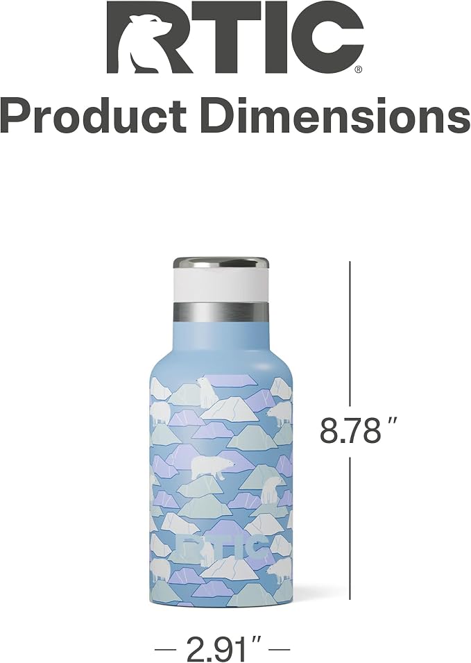 RTIC Little Journey Water Bottle with Straw, Ceramic Lined, Polar Ice | Stainless Steel Metal, Insulated for Hot and Cold Drinks, Sports, Travel and Camping