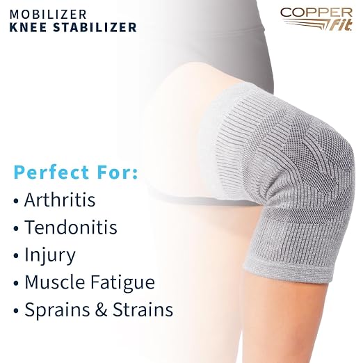 Copper Fit Mobilizer Knee Sleeve - S/M | Knee brace with stabilizers for arthritis support, tendonitis relief, compression, mobility, and recovery.