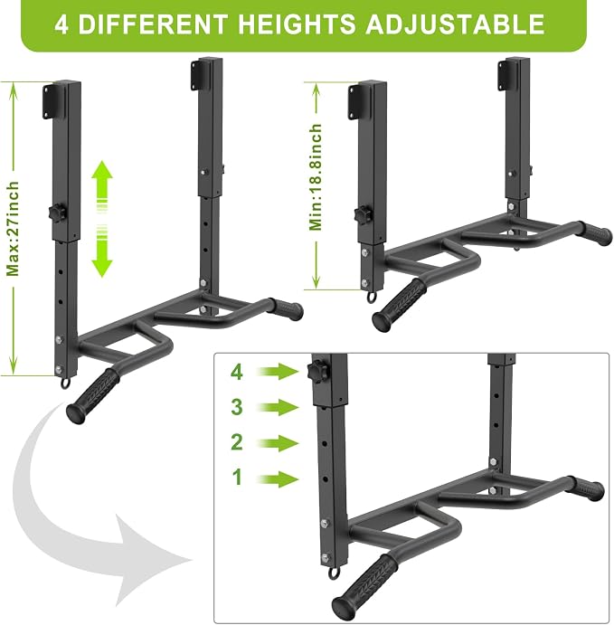 SELEWARE Heavy Duty Welded Pull Up Bar Wall/Joist/Ceiling Mount Chin Up Bar | Multifunctional Pull-up Bars w/Resistance Band Hooks for Home Gym Strength Training, Sturdy Steel Construction Support 500 lb