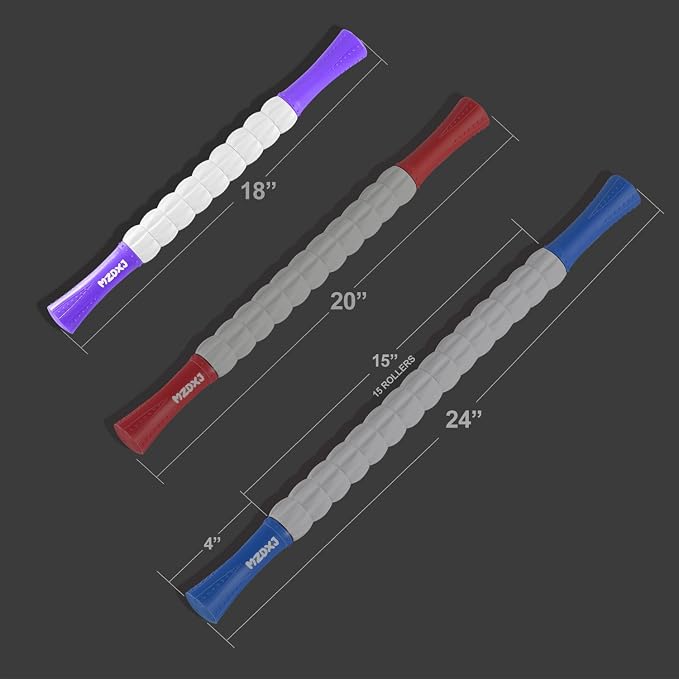 Muscle Roller Massage Roller Stick- Deep Tissue Fascia Blaster for Myofascial Pain Relief, Lymphatic Drainage & Body Sculpting, Handheld Physical Therapy & Recovery Tool (Purple White)
