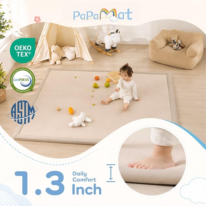 1.3" Thick Baby Play Mat for Floor,39x59 Memory Foam Tummy Time Mat | Ultra Soft Playmat for Baby,Tummy Time Foam Mats,Cushioned for Infant,Kids and Toddler Crawling,Easy Care