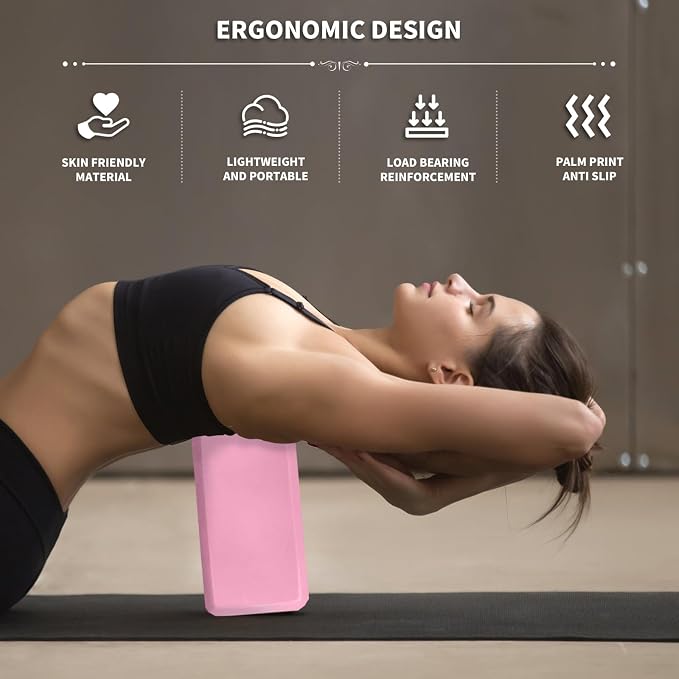 Yoga Blocks 2 Pcs, 9"x6"x3" Yoga Brick Foam Blocks EVA Foam Block Yoga Props Accessories for Yoga Pilates Stretching and Meditation