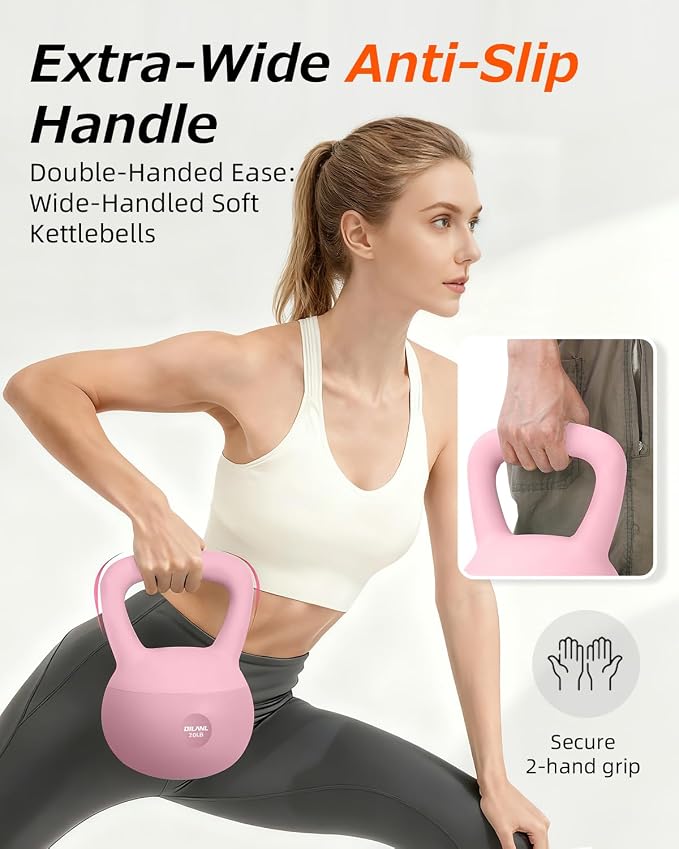 Soft Kettlebell, Safe Strength Training Kettle bell, Cushioned Impact | Resistant Base and Anti-Slip Grip Weight, Kettlebells Set for Home Workouts and Men/Women/Beginners,With Non-slip Gloves