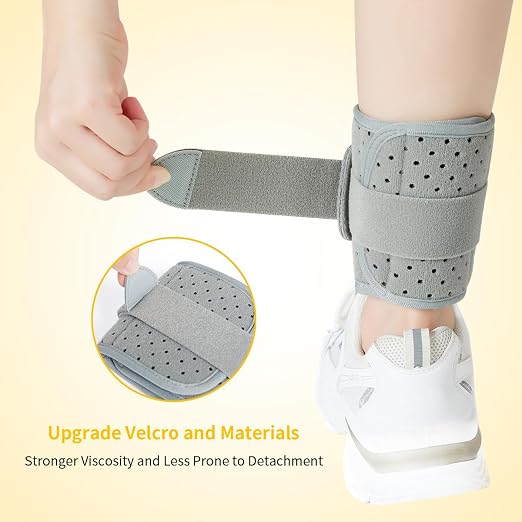 Tenbon Ankle Support Drop Foot Brace Orthosis - Comfort Cushioned Adjustable Wrap Compression For Improved Walking Gait, Prevents Cramps Ankle Sprains (Gray)