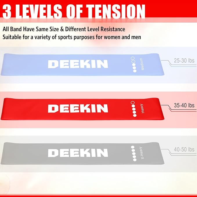 Deekin 20 Pcs Resistance Bands Resistance Loop Exercise Bands Exercise Equipment Elastic Drap Ring for Women and Men Home Fitness, Gym, Yoga