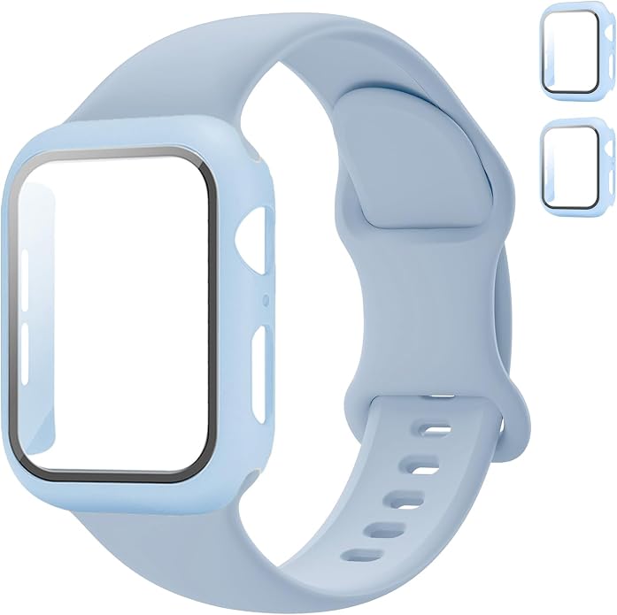 Sport Band and Case for Apple Watch Band 40mm 44mm 46mm 42mm 41mm 45mm 38mm iWatch Bands for Women/Men,Silicone Waterproof Strap with Cover Combo for Apple Watch Series 11 10 9 8 7 6 5 4 SE Ultra/2 3