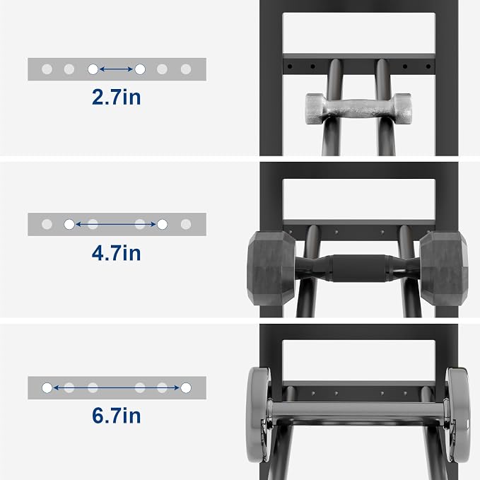 4-Tier Dumbbell Rack with Yoga Mat Holder, Home Gym Weight Rack | Multi-Function Side Storage for Yoga Mats, Foam Rollers & Long Fitness Accessories, 4 Utility Hooks, Heavy-Duty Steel Frame