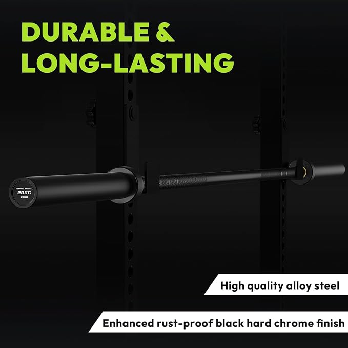 HANDBODE Olympic Barbell Set, 2-Inch Bumper Plates with Weight Plate Rack | Colored Crumb Rubber Weight Plates for Weight Lifting & Strength Training, 90–530 lb Set with 45 LB (20 kg) Olympic Barbell