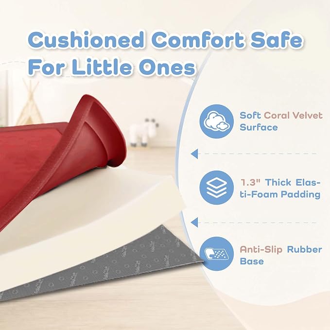 1.3" Thick Baby Play Mat for Floor,39x59 Memory Foam Tummy Time Mat | Ultra Soft Playmat for Baby,Tummy Time Foam Mats,Cushioned for Infant,Kids and Toddler Crawling,Easy Care