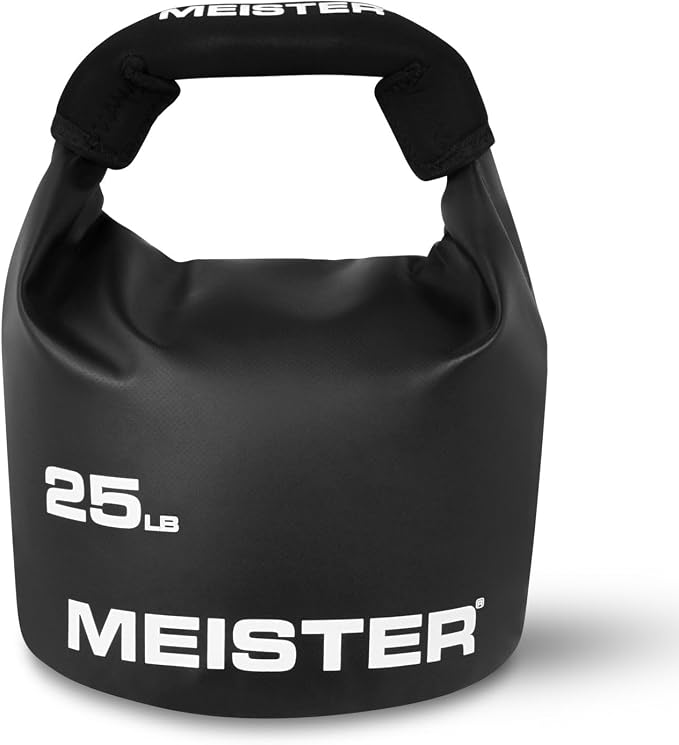 Meister BEAST Portable Sand Kettlebell - Soft Sandbag Weight - 25lb / 11.3kg - Black | Soft-sided kettlebell w/ oversized neoprene handle for swings, squats, presses, pulls and more. Ideal for home and travel