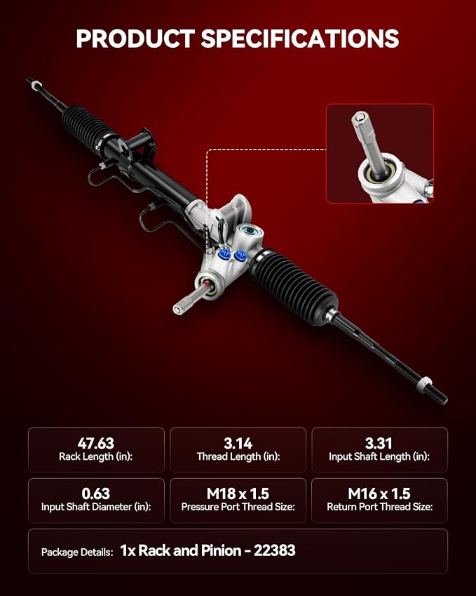 Torchbeam Power Steering Rack & Pinion Assembly Fit for 2007-2012 Caliber, 2007-2017 Patriot/Compass FWD, Hydraulic System Steering, Replaces OEM 22-383