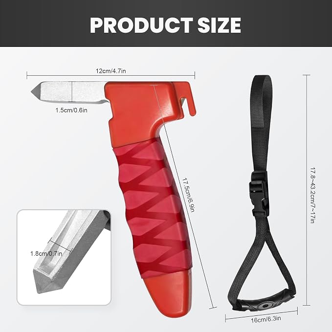 2 Pack Car Handle Assist for Elderly, Auto Cane Portable Vehicle Support Handle 3 in 1 Multifunctional Standing Mobility Aid Tool for Elderly, Car Strap with Nylon Band (Red)