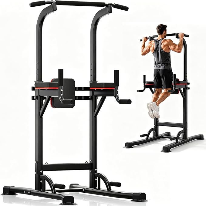 Pull Up Bar, Multifunction Power Tower Dip Bar Station Home Gym Strength Training Workout Equipment for Pull-up Push-up Dips