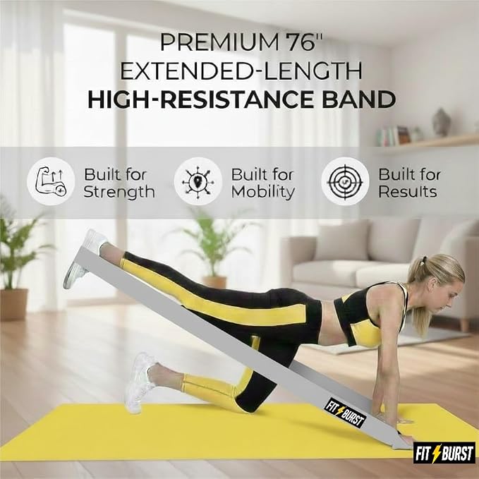76-Inch Fabric Resistance Band for Full Body Workouts, Wide Non-Slip 120 LB | 76" Premium performance band, Home gym, Solid exercise band for big & tall size, Versatile resistance band, Machine washable
