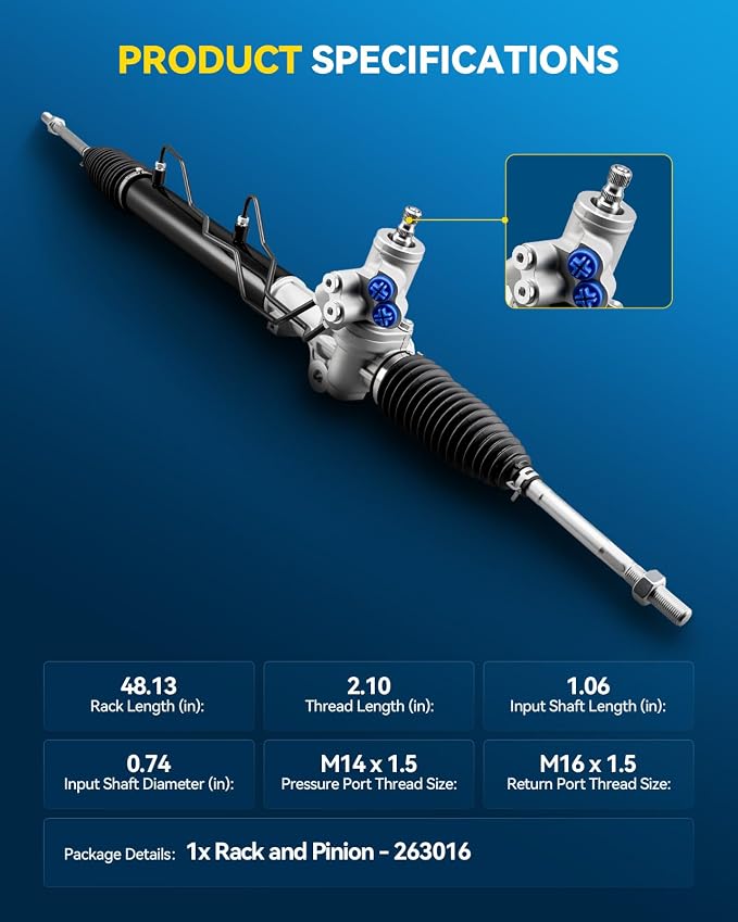 PHILTOP Power Steering Rack and Pinion Assembly for 00-01 I30, 00-03 Maxima | No.485212Y425, 485215Y485, 485215Y425, 485212Y485, 485212Y405, 490016Y300, 490015Y700, 490012Y900, 263016