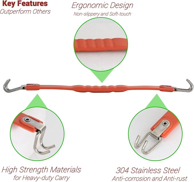 Golf Cart Battery Lifter - 2 PCS, Carry Strap for Trojan, Club Car, EZGO, Yamaha - Black or Orange