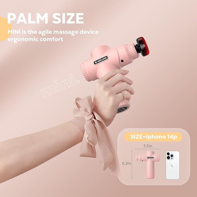 AERLANG Birthday Gifts for Women Massage Gun with Heat deep Tissue Pink | Mini Portable Travel Massager Percussion Muscle Back Massage Gun Pain Relief Body Handheld Massage tools Carrying Case LED