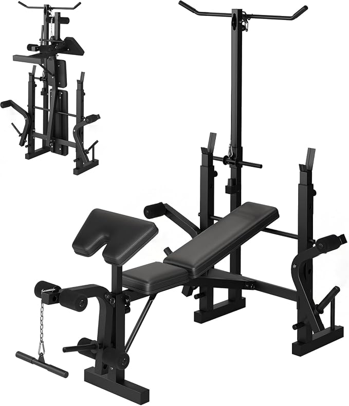 Adjustable Weight Bench, Foldable Flat Incline Decline Workout Bench & All-in-One Home Gym Training Station, Multi-Style & Weight Capacity Optional for Full Body Strength Training