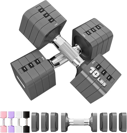 Adjustable Dumbbell Set for Women Men 7.5LB/10LB/15LB/20LB/25LB Each | Dumbbells Set of 2, Free Weight Set at Home Gym, Hand Weights with Locking/Metal Handle for Exercise Muscle Toning Rehab