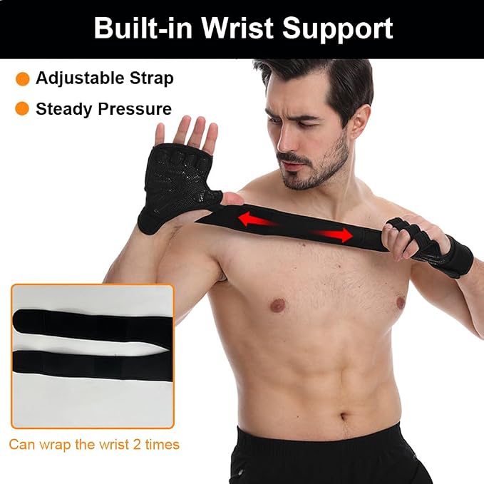 SUJAYU Weight Lifting Gloves, Wrist Wraps Wrist Straps for Weightlifting, Lifting Wrist Wraps Gym Gloves for Men Workout Gloves for Men Workout Gloves Women