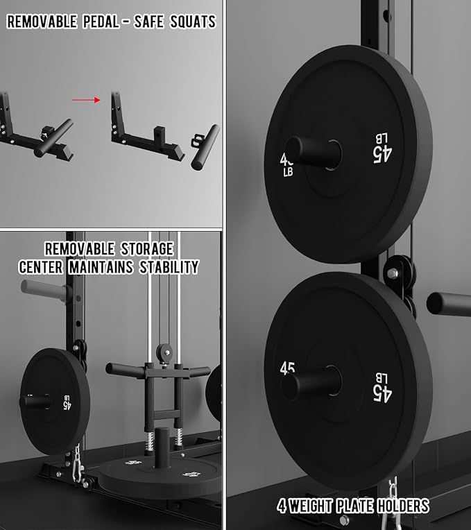 Eonfit E2 Power Rack, Squat Rack with Cable Crossover for Home Gym | Power cage with Pivot Arms Functional Trainer Pulley System Lat Pull Down For Garage Gym Strength Training