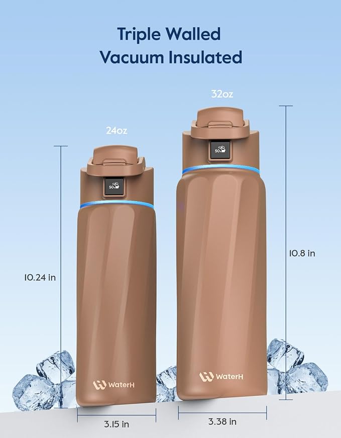 WaterH BOOST Smart Water Bottle Tracker with Reminder to Drink Water, 32oz | Double Wall Vacuum Insulated Stainless Steel, BPA-Free, Leakproof, Smart App Tracking, Travel-Friendly Wide Mouth for Office