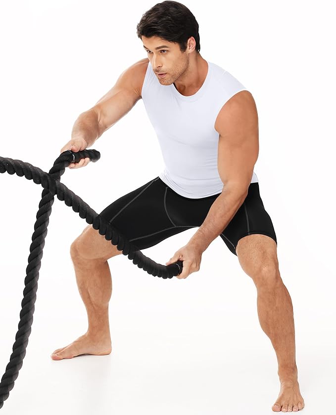 Men's Compression Shirt Sleeveless Athletic Workout Tank Tops Quick Dry Muscle Undershirts for Gym Running