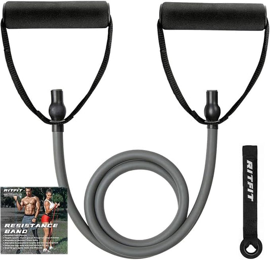 RitFit Single Resistance Bands with Handles Door Anchor for Home Gym | Door Anchor, Workout Guidance included, Exercise Bands for Physical Therapy, Yoga, Strength Training