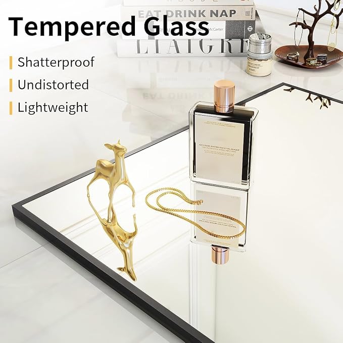 VooBang Mirror Full Length, 21" x 64" Floor Mirror with Stand | Aluminum Alloy Frame Full Body Mirror, Standing Hanging or Leaning Against Wall for Bedroom and Living Room, Black