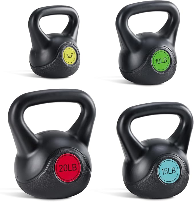 NEWBULIG Hard Kettlebell Set, Strength Training Kettlebells Sets | Durable Concrete Core, HDPE Shell, Multi-Level Workout Fitness Equipment for Home Gym & Outdoor