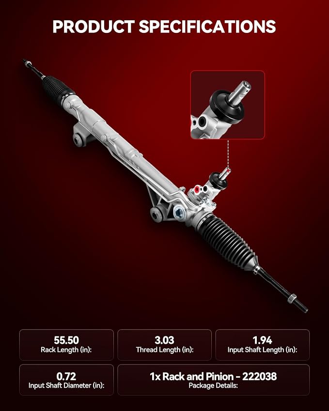Torchbeam Power Steering Rack & Pinion Assembly Fit for 2009-2010 F-150(WheelBase:145.0/157.0/163.0), Hydraulic System Steering, Replaces OEM 22-2038