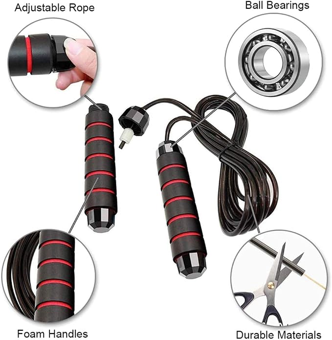 Redify Adjustable Jump Rope,Jump Ropes for Fitness for Men Women | ﻿Workout and Exercise,Cardio,Boxing,Weight Loss,Speed Rope,Slim Body at Home School Gym,Suitable for All Ages