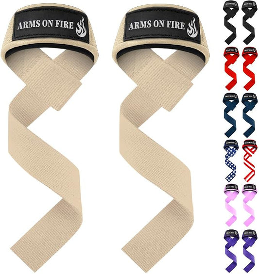 TECEUM Neoprene Padded Cotton Lifting Straps for Weightlifting, 1 Pair