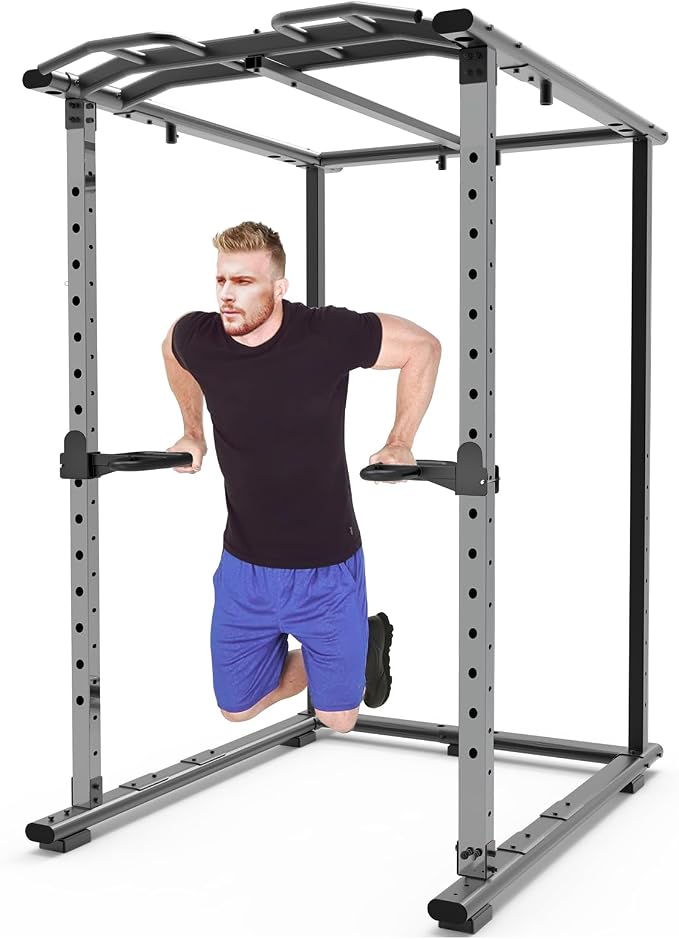 SELEWARE Dip Bar Attachment for Power Rack, 2 x 2 Tube, Multi Grip Handle | Fully Welded Steel Design, Stable Support for Dips, Pull Ups and Strength Training, Ideal for Home Gym Workouts