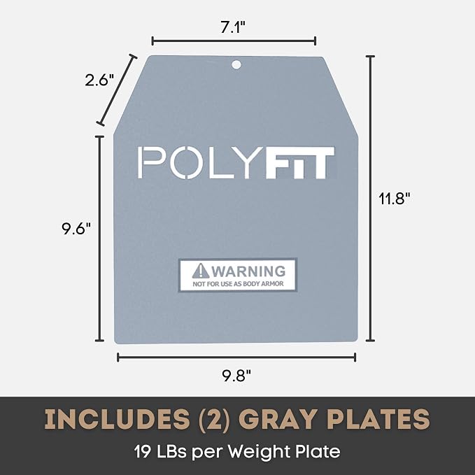 Polyfit Weight Vest Plates - Weighted Plates for Strength Training Vests | Sold in pairs, 4/6/9/14/19 lb options, steel construction, fits Polyfit vests, rucking backpacks and most weighted vests
