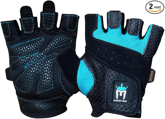 Meister Women's Fit Grip Weight Lifting Gloves w/Washable Amara Leather | Breathable no-slip palm padding for strength training, dumbbells, barbells, kettlebells and cross-training