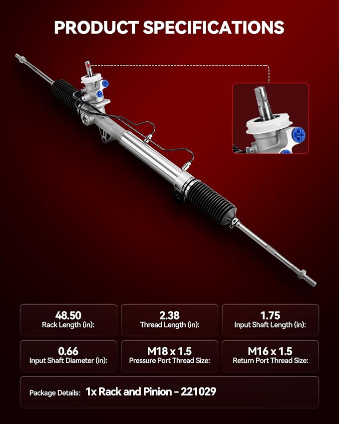 Torchbeam Power Steering Rack & Pinion Assembly Fit for 2005-2008 Uplander FWD, 2005-2006 Montana FWD SV6, 2005-2007 Terraza/Relay FWD, Hydraulic System Steering, Replaces OEM 22-1029