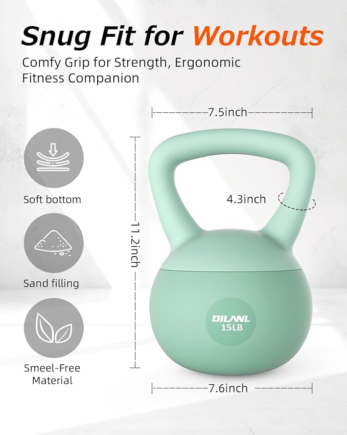 Soft Kettlebell, Safe Strength Training Kettle bell, Cushioned Impact | Resistant Base and Anti-Slip Grip Weight, Kettlebells Set for Home Workouts and Men/Women/Beginners,With Non-slip Gloves